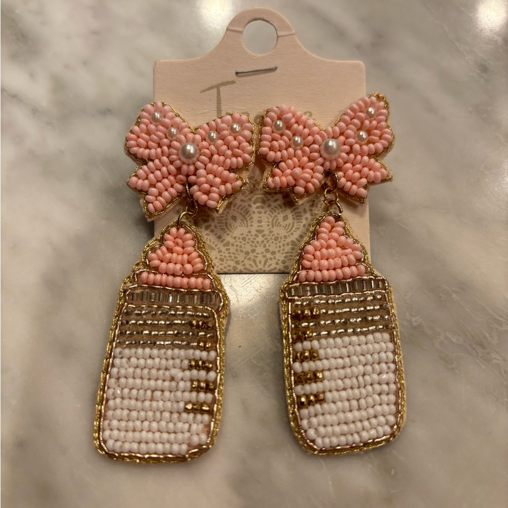 Treasure Beaded It’s a Girl bottle earrings